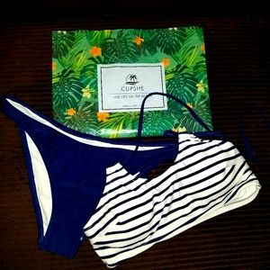 Navy Striped Halter Bikini